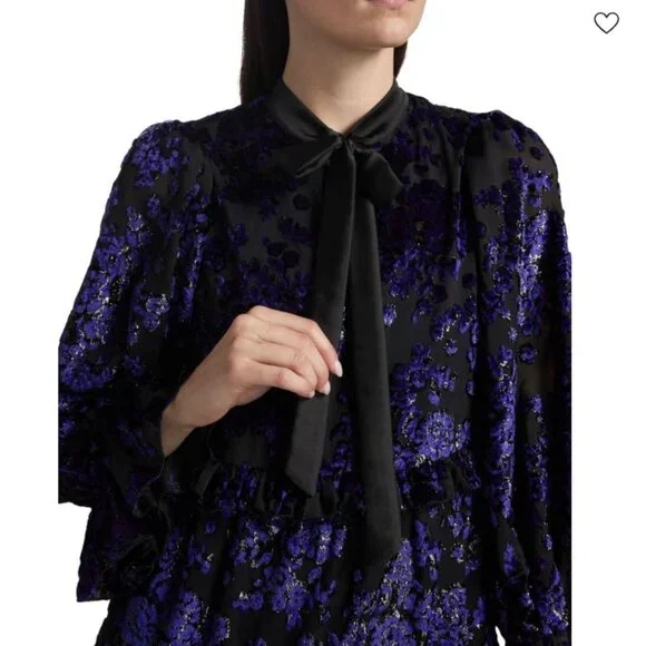 Alice + Olivia Moranne Ruffled Tiered Mini Dress in Midnight Blue NWT - Picture 2 of 10